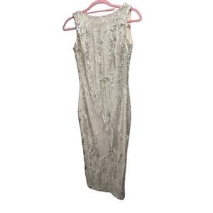 Dress The Population Beaded Evening Dress  White Sequin . Low v back.Size XS